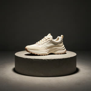 Chunky cream sneaker with layered sole